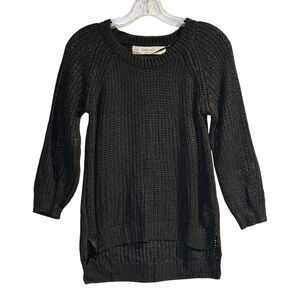 Zara Knit Black Open Knit Shimmer Tunic Sweater Women’s M 3/4 Sleeve